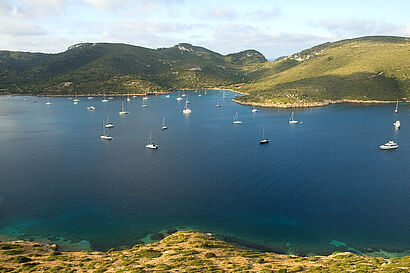 View of a Bay with Boats in the Cabrera Archipelago
